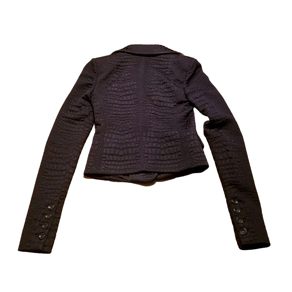 NWT Patrizia Pepe Giacca Jacket Women's Size 42 Dark Blue Blazer Reptile Scales - Picture 3 of 6